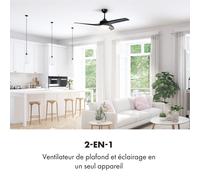 Figo ventilateur de plafond 52" (132 cm) Ø, puissance : 55 watts, noir