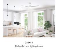 Klarstein Figo ventilateur de plafond 52 55 W plafonnier 2x42 W télécommande blanc Blanc G