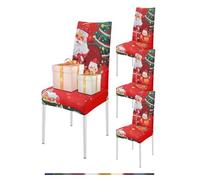 FIGOOO Housse de Chaise Noël Extensible 4 Pièces Housse de Chaise Salle à Manger Universel Stampa Natalizia Lavable Durable Cuisine Restaurant Hôtel Banquet Décoration(Yéti,4pcs)
