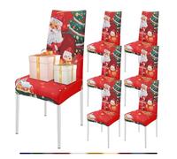FIGOOO Housse de Chaise Noël Extensible 6 Pièces Housse de Chaise Salle à Manger Universel Stampa Natalizia Lavable Durable Cuisine Restaurant Hôtel Banquet Décoration(Yéti,6pcs)