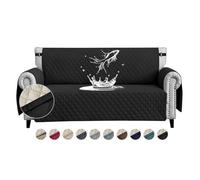 FIGOOO Housses de Canapé Impermeable avec Accoudoirs 4 Places Antidérapante Épaissi Pas Besoin de Laver la Housse de Canapé avec Poches Latérales pour Animaux de Compagnie Chiens Chats,Noir