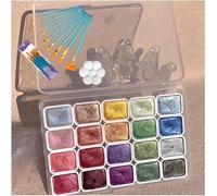 Figskey Ensemble de peinture aquarelle 2024 2024, ensemble de peintures aquarelles métalliques, boîte de peinture aquarelle à paillettes, ensemble de peinture à paillettes métalliques (A - 1 ml × 20)