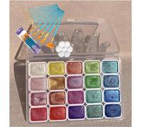 Figskey Ensemble de peinture aquarelle 2024 2024, ensembles de peintures aquarelles métalliques, boîte de peinture aquarelle à paillettes, ensemble de peinture à paillettes métalliques (B - 1 ml x 20)