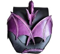 Figskey Sac à bandoulière Dragon Embrace en cuir naturel, sac en cuir dragon fait main, grand sac à main à bandoulière fantaisie unique pour femme, violet, 18cm