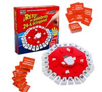 FIGUI GAMES Jeu de société en espagnol, 2 modes de jeu, design octogonal avec 24 lettres, jeu de mots, comprend 35 cartes avec 140 catégories, idéal pour enfants et adultes (rouge et blanc)