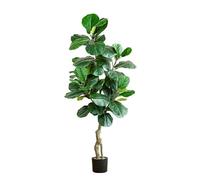 Figuier Artificiel En Forme De Feuille De Violon, Plantes Artificielles Pour L'intérieur, Figuiers Artificiels, Faux Ficus Lyrata Pour Décoration De Maison Bureau(180cm/5.9ft)