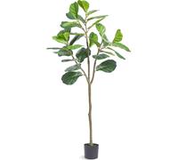 Figuier violon artificiel 78x78x155,6cm Plante artificielle PE Fausses plantes en plastique en pot Fleur artificielle Inodore imperméable à l'eau pour la décoration de la chambre à coucher bureau salo