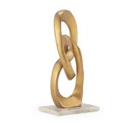 FIGURA 6X6X12 METAL DORADO/MARMOL BLANCO