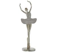FIGURA BAILARINA RESINA PLATEADA C/BRILLOS 15X13X42CM