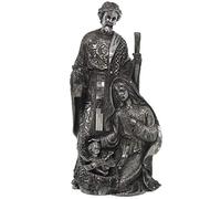 FIGURA NATIVIDAD RESINA PLATEADA 19X17X39CM