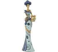 FIGURA RESINA AFRICANA AZUL/DORADA 14X9X46CM
