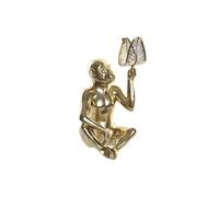 FIGURA RESINA METAL 27X25X43,5 MONO HOJA DORADO