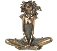 FIGURA RESINA NIÑA SENTADA DORADA 24X12X26CM