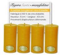 Figura Santa - BOUGIES EN CIRE D'ABEILLE - 4 petites bougies 100% cire d'abeille - bougies de l'Avent Bougies de Noël Bougies naturelles Premium - lot de 4 H5.9cm x Ø4.4cm mèche en coton bio