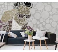 Figure Abstraite Géométrique Circulaire Papier Peint 3D Installation Facile Intissé Tapisserie Bureau Salon Canapé Chambre Décoration Murale-200cm×140cm