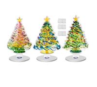 Figure 'arbre de Noël - Sculpture de collection en acrylique 2D en 3 pièces | Ensemble de collection de figurines d'arbre de Noël pour la décoration de la maison d'étagère de table