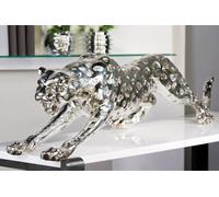 Figure, Cheetah, Synthetic resin, silver colored, PU 1, L. 47 cm, W. 145 cm, H. 31 cm