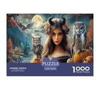 Figure cornue et hiboux Puzzle 1000 Pièces Jouet en Bois Jeu D'Intelligence Décoration Intérieure Citrouille d'automne Challenge Toy Adultes & Enfants des 14 Ans 70x50cm/1000pcs