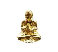 Figure De Bouddha En Laiton Assis Pour Exposition Dans,2.4x2.9 cm Doré | expression dignifiée, accents de style rétro, finition facile à nettoyer, utilisation à la maison ou au bureau