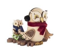 Figure de Brûleur D'Encens Chouette Luge Avec Enfant Haut Env. 16cm Neuf Fumeur