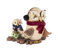 Figure de Brûleur D'Encens Chouette Luge Avec Enfant Haut Env. 16cm Neuf Fumeur