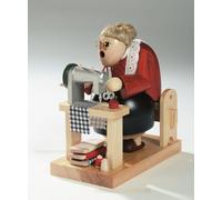 Figure de Brûleur D'Encens Couturière, Assis 16 CM Neuf Caractère de Fumée