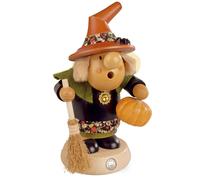 Figure de Brûleur D'Encens Fumeur Müllerchen Halloween Hexe Avec Citrouille (