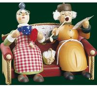 Figure de Brûleur D'Encens Noël Original Erzgebirge Oma Et Grand-Père Fauteuil
