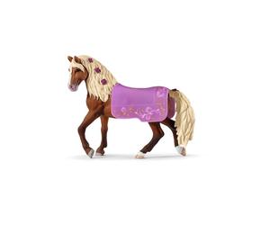 Figure de cheval Schleich Paso Fino 42468 étalon avec couverture décorative violette marron