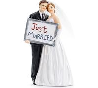 Figure de gâteau de mariage 14,5cm couple de mariés Just Married blanc / noir