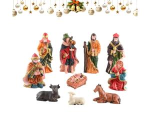 Figure De Nativité De Noël - Élégant Ensemble De Figurines En Résine Religieuse Miniature | Ornements De Noël Scène De Nativité Détaillée | Natitye Scènes Naissance Jésus-Christ Idéal Pour La Maison