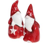 Figure de Père Noël Nicolas Céramique Déco Rouge Blanc 13,5cm 2er Set Santa Claus