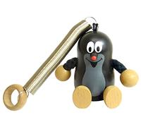 Figure en bois petite taupe, taupe assis 7 cm avec stylo à dessin