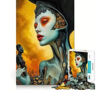 Figure féminine surréaliste︰ L'Oracle de Feu et de Chair Puzzles pour Adultes 1000 pièces Jeu de réflexion pour apaiser l'esprit Pièce de Collection Clear Cut Art 38x26cm