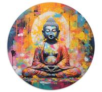 Figure of The Bouddha，Temple 1000 Pièce Jigsaw Puzzles Jeux Éduchatifs Soulageur De Stress Puzzle Rond Défi Couleur pour Adultes Et Enfants 1000pcs (67.5x67.5cm)