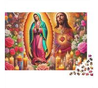 Figure Religieuse Portrait Sacré Puzzle 1000 Pièces Papier Adultes Fleurs Bougies Décoration Détente Famille 52x38cm/1000pcs