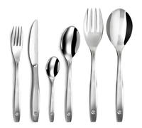 LOU LAGUIOLE Figure Satiné Service 50 couverts Acier Inox Pour 12 personnes | Ménagère 50 couverts pour 12 personnes avec service, Acier inox 18/0, Finition satinée, Compatible lave-vaisselle