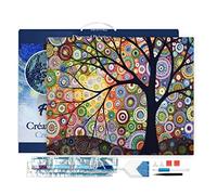 Figured’Art Diamond Painting Broderie Diamant 40x50cm Avec Cadre Toile Tendue Strass Perles Carrés - Arbre de Vie - Kit Complet Paysage 5D DIY Activité Manuelle Loisirs Créatifs Adultes