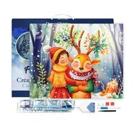 Figured’Art Diamond Painting Broderie Diamant 40x50cm Avec Cadre Toile Tendue Strass Perles Carrés - Amis de la Forêt de Noël - Kit Complet 5D DIY Activité Manuelle Loisirs Créatifs Adultes
