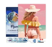 Figured’Art Diamond Painting Broderie Diamant 40x50cm Avec Cadre Toile Tendue Strass Perles Carrés - Beauté au bord de la mer - Kit Complet 5D DIY Activité Manuelle Loisirs Créatifs Adultes