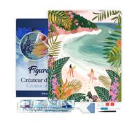 Figured’Art Diamond Painting Broderie Diamant 40x50cm Avec Cadre Toile Tendue Strass Perles Carrés - Baie tropicale - Kit Complet 5D DIY Activité Manuelle Loisirs Créatifs Adultes