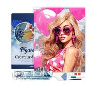 Figured’Art Diamond Painting Broderie Diamant 40x50cm Avec Cadre Toile Tendue Strass Perles Carrés - Ballons Roses et Diva - Kit Complet 5D DIY Activité Manuelle Loisirs Créatifs Adultes