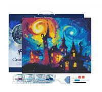 Figured’Art Diamond Painting Broderie Diamant 40x50cm Avec Cadre Toile Tendue Strass Perles Carrés - Château fantastique - Kit Complet 5D DIY Activité Manuelle Loisirs Créatifs Adultes