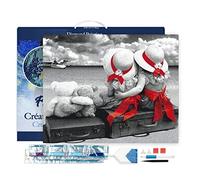 Figured’Art Diamond Painting Broderie Diamant 40x50cm Avec Cadre Toile Tendue Strass Perles Carrés - Couples Mignons - Kit Complet 5D DIY Activité Manuelle Loisirs Créatifs Adultes