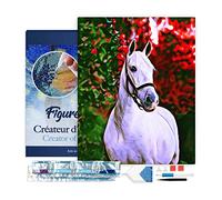 Figured’Art Diamond Painting Broderie Diamant 40x50cm Avec Cadre Toile Tendue Strass Perles Carrés - Cheval et fond coloré - Kit Complet Animaux 5D DIY Activité Manuelle Loisirs Créatifs Adultes