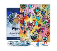 Figured’Art Diamond Painting Broderie Diamant 40x50cm Avec Cadre Toile Tendue Strass Perles Carrés - Coeurs - Kit Complet 5D DIY Activité Manuelle Loisirs Créatifs Adultes