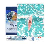 Figured’Art Diamond Painting Broderie Diamant 40x50cm Avec Cadre Toile Tendue Strass Perles Carrés - Fille parmi les vagues - Kit Complet 5D DIY Activité Manuelle Loisirs Créatifs Adultes