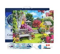Figured’Art Diamond Painting Broderie Diamant 40x50cm Avec Cadre Toile Tendue Strass Perles Carrés - Joli Jardin - Kit Complet Paysage 5D DIY Activité Manuelle Loisirs Créatifs Adultes