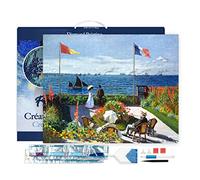 Figured’Art Diamond Painting Broderie Diamant 40x50cm Avec Cadre Toile Tendue Strass Perles Carrés - La terrasse à Sainte-Adresse Monet - Kit Complet 5D DIY Activité Manuelle Loisirs Créatifs Adultes