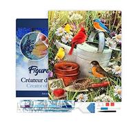 Figured’Art Diamond Painting Broderie Diamant 40x50cm Avec Cadre Toile Tendue Strass Perles Carrés - Oiseaux dans le Jardin - Kit Complet Animaux 5D DIY Activité Manuelle Loisirs Créatifs Adultes